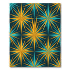 Mid-Century Teal and Gold Starburst Rug