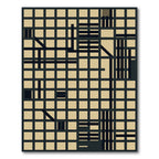 Geometric Grid Black Beige Abstracts Rug
