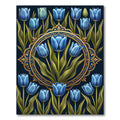 Ornate Blue Tulip Medallion Floral Rug
