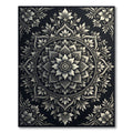 Ornate Black White Floral Mandala Rug