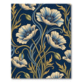 Art Nouveau Navy Blue Poppy Floral Rug