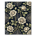 Elegant Cream Rose Botanical Damask Rug