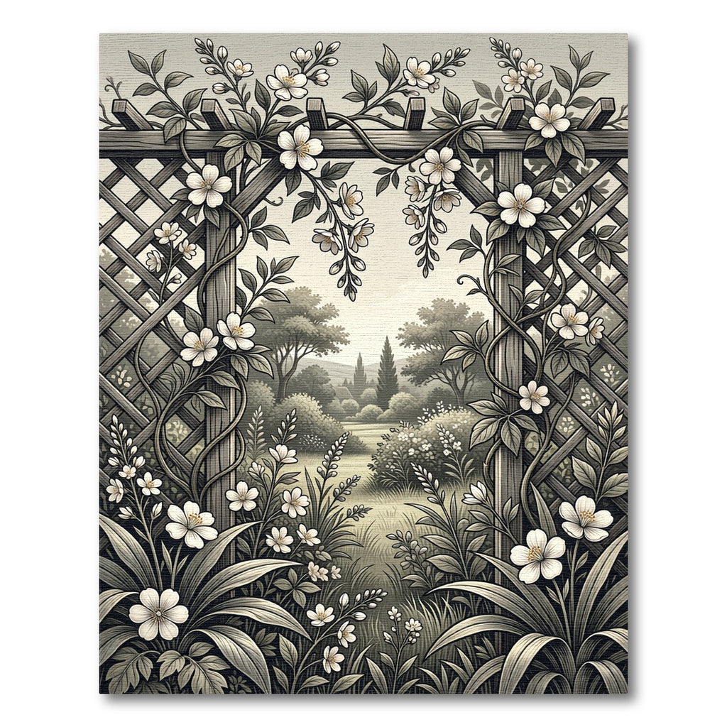 Vintage Garden Lattice White Blossom Rug