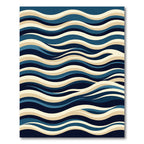 Modern Navy and Cream Abstract Waves Rug