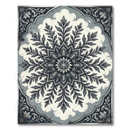 Sophisticated Slate Gray Floral Damask Rug