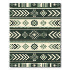Sage Green Geometric Tribal Chevron Rug