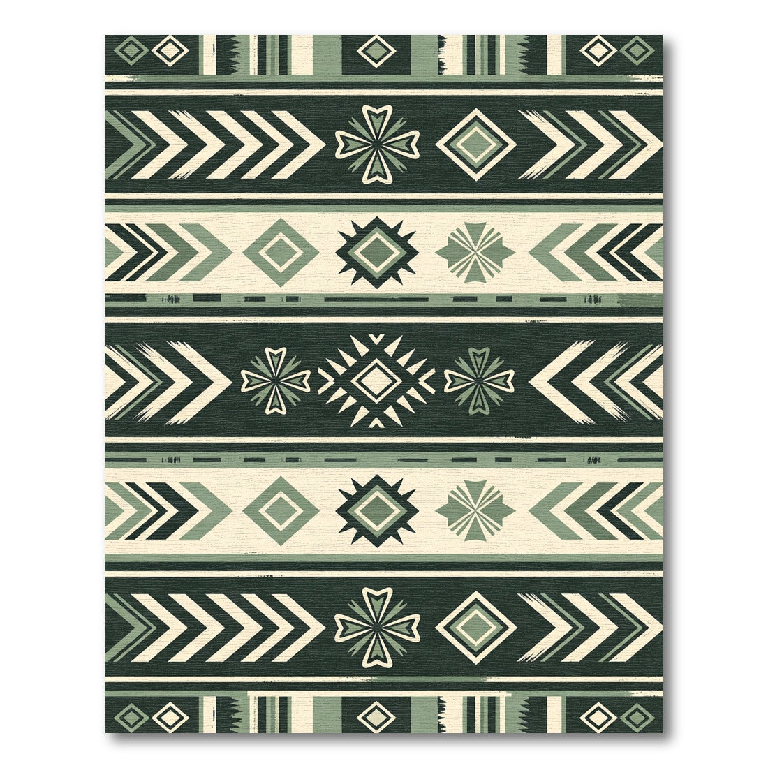 Sage Green Geometric Tribal Chevron Rug