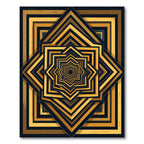 Golden Yellow Nested Star Geometry Rug