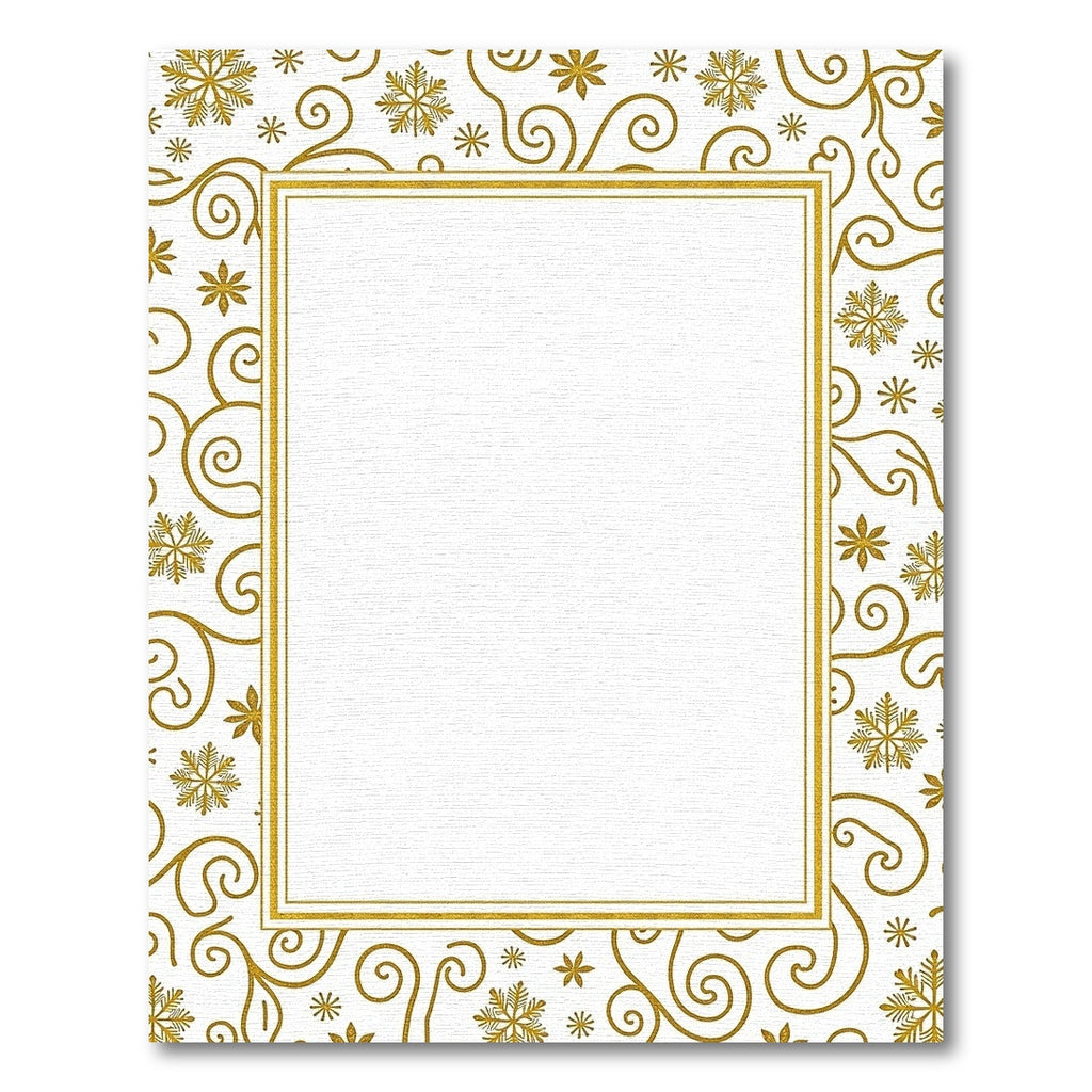 Golden Snowflake Swirl Frame Rug
