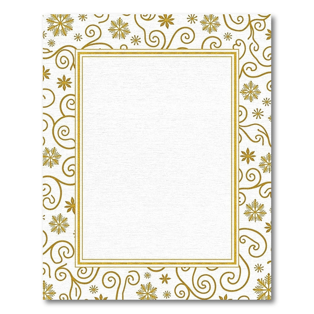 Golden Snowflake Swirl Frame Rug