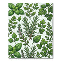 Lush Green Culinary Herb Botanical Illustration Rug