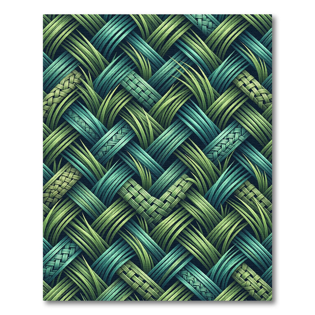Woven Grass Emerald Teal Overlapping Bands Rug