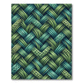 Woven Grass Emerald Teal Overlapping Bands Rug