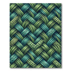 Woven Grass Emerald Teal Overlapping Bands Rug