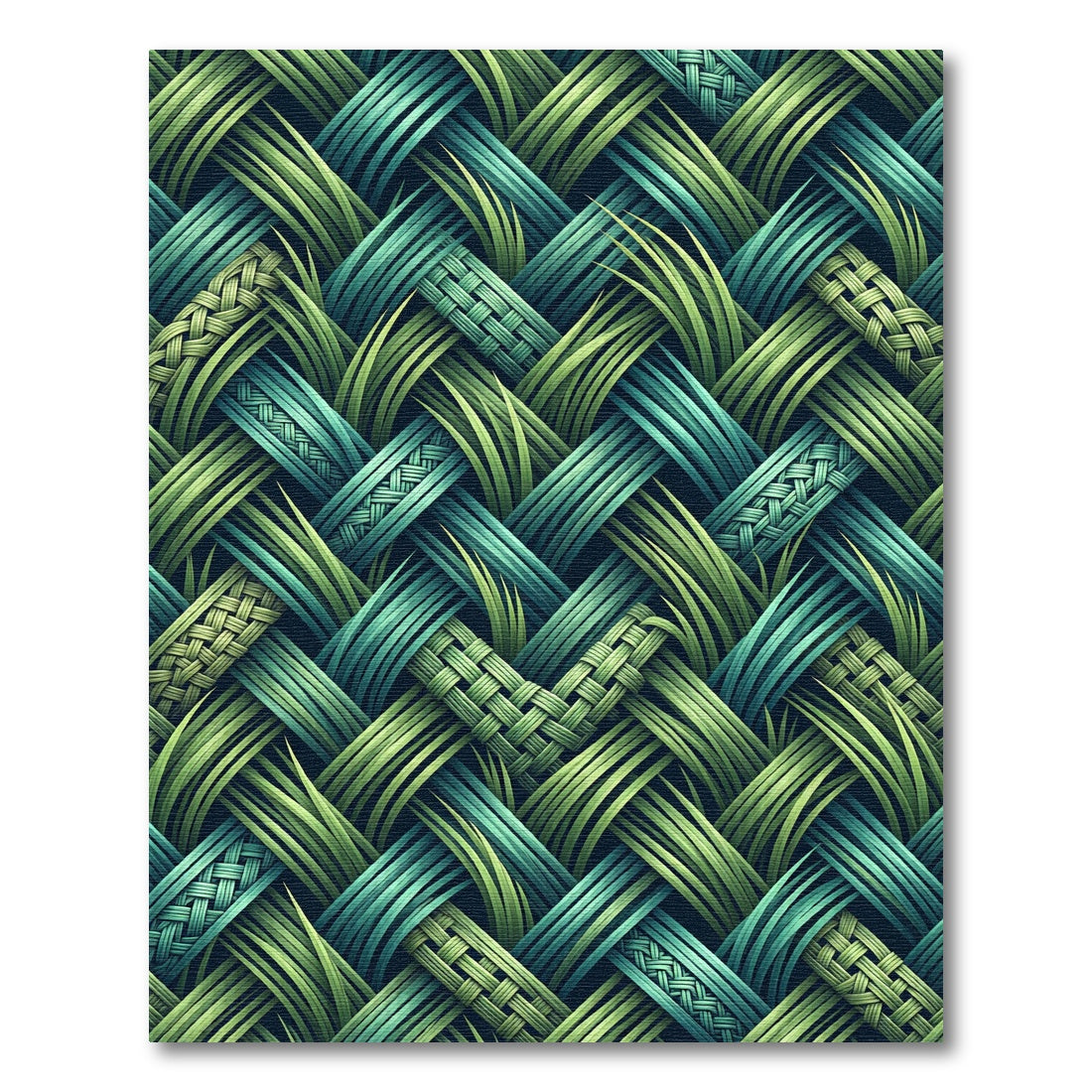 Woven Grass Emerald Teal Overlapping Bands Rug