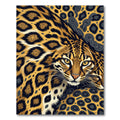 Golden Leopard Portrait with Chain Links Rug