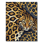 Golden Leopard Portrait with Chain Links Rug