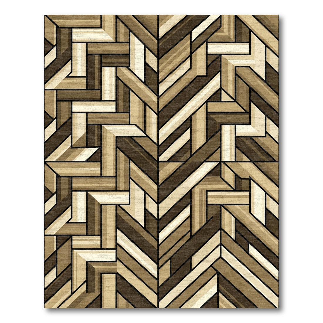 Mid-Century Modern Earth Tone Chevron Rug