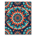 Vibrant Teal Orange Burst Mandala Rug