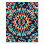 Vibrant Teal Orange Burst Mandala Rug