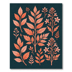 Coral Leaf Botanical Arrangement Rug