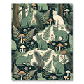 Enchanted Forest Cats Mushroom Meadow Scene Rug
