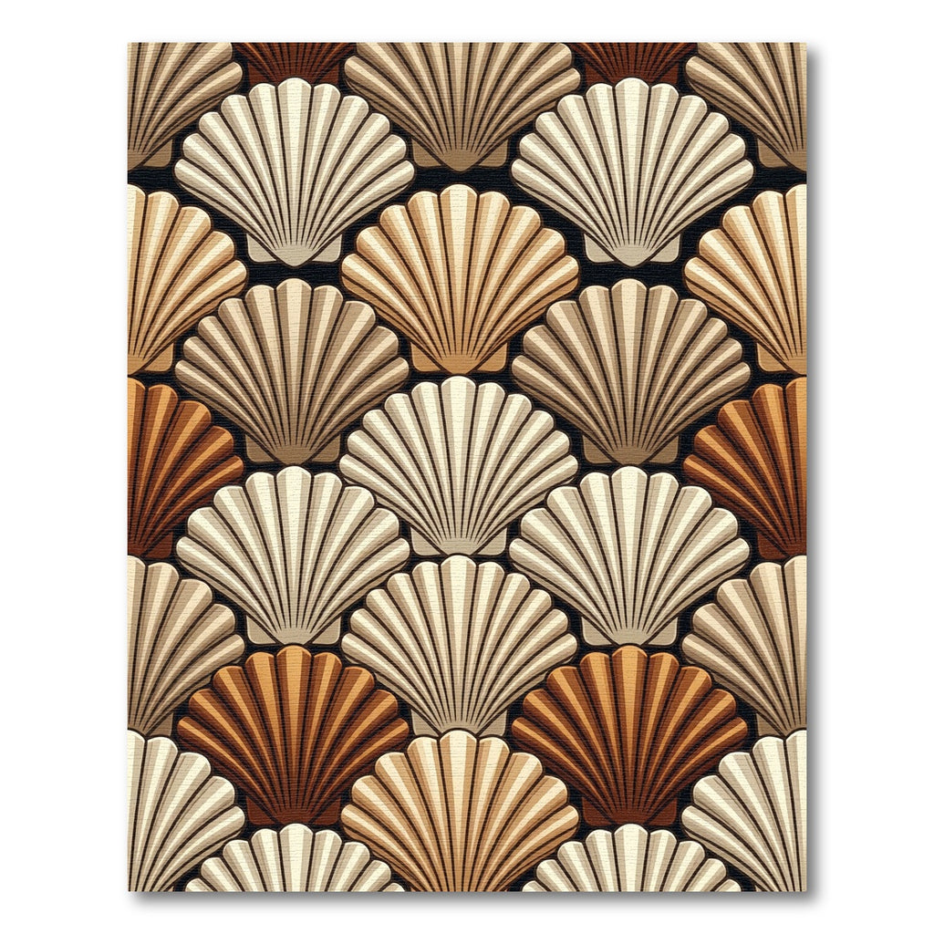 Art Deco Seashell Neutral Shell Pattern Rug