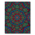 Vibrant Red and Blue Floral Mandala Rug