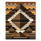 Abstract Terracotta Step Pyramid Geometric Art Rug