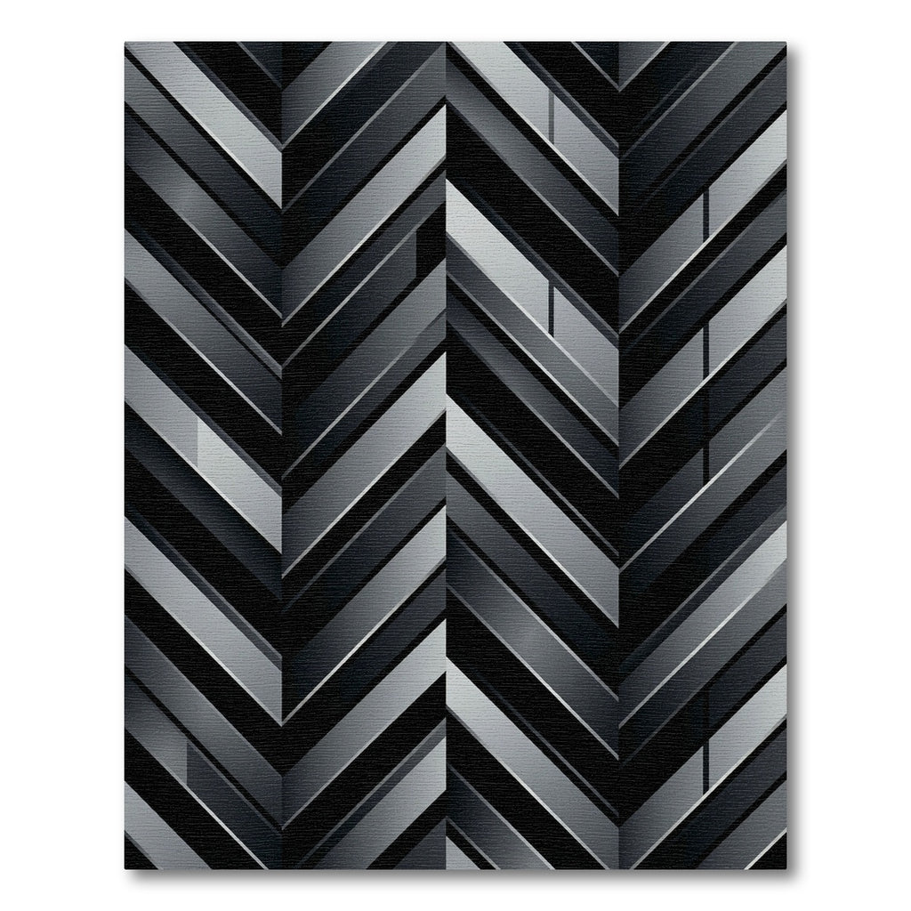 Monochromatic Herringbone Geometric Blocks Rug