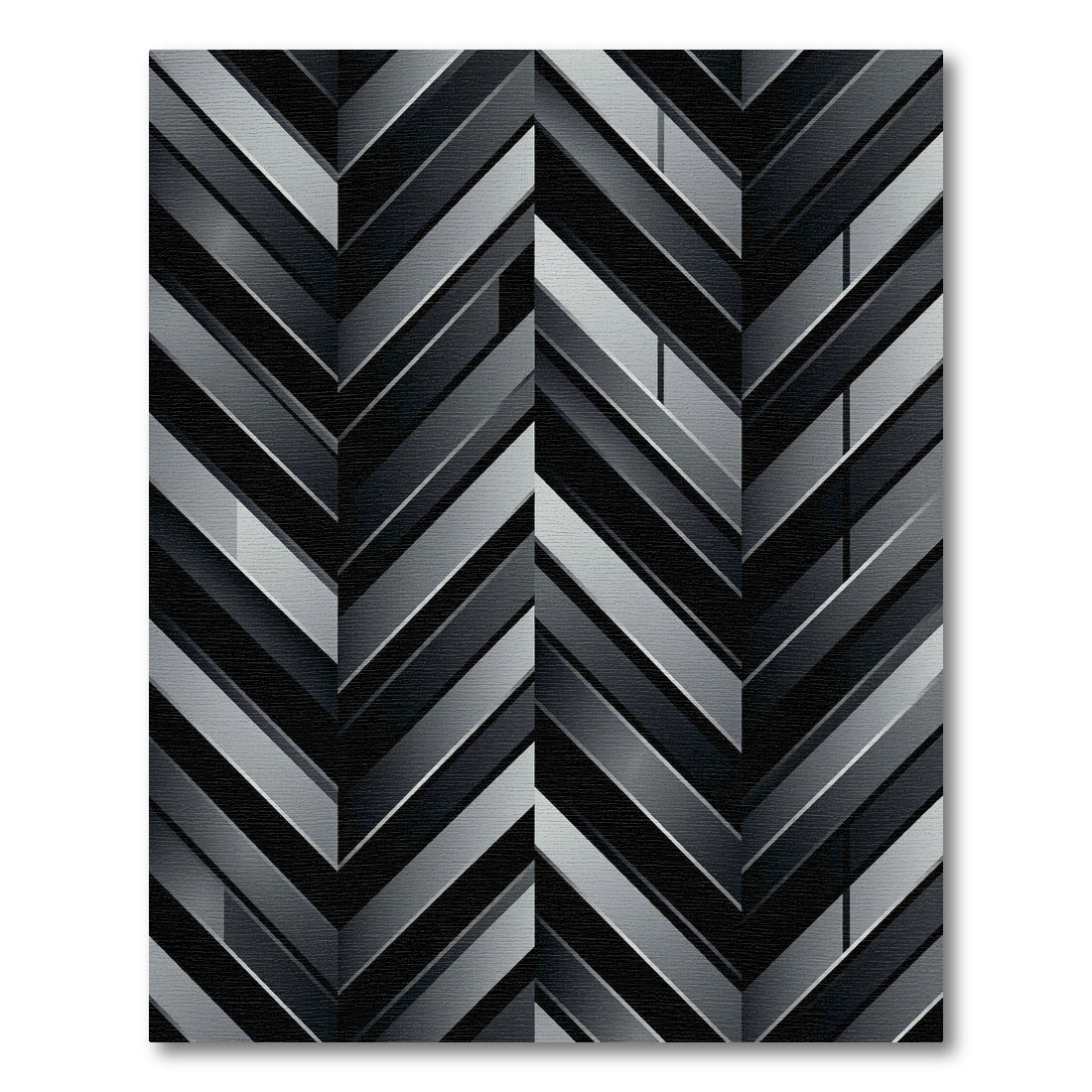Monochromatic Herringbone Geometric Blocks Rug