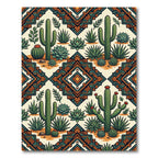 Earthy Southwestern Succulent Geometric Diamond Rug