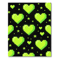 Neon Lime Pixelated Hearts and Stars Rug