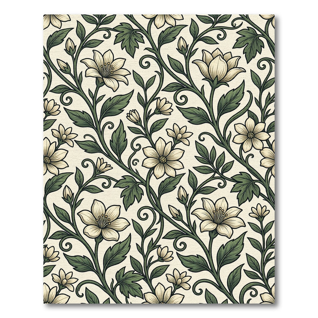 Vintage Cream Floral Botanical Scroll Rug