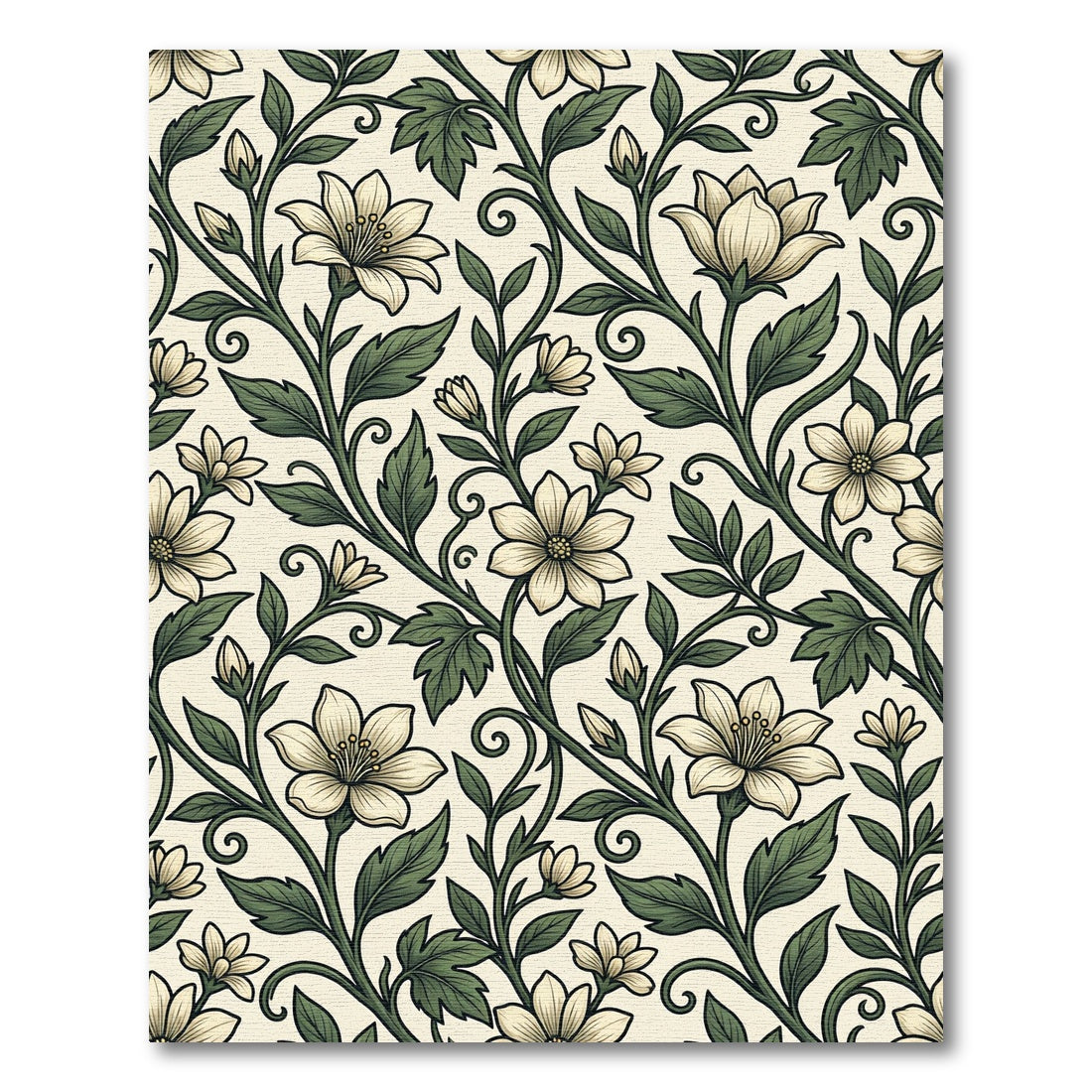 Vintage Cream Floral Botanical Scroll Rug