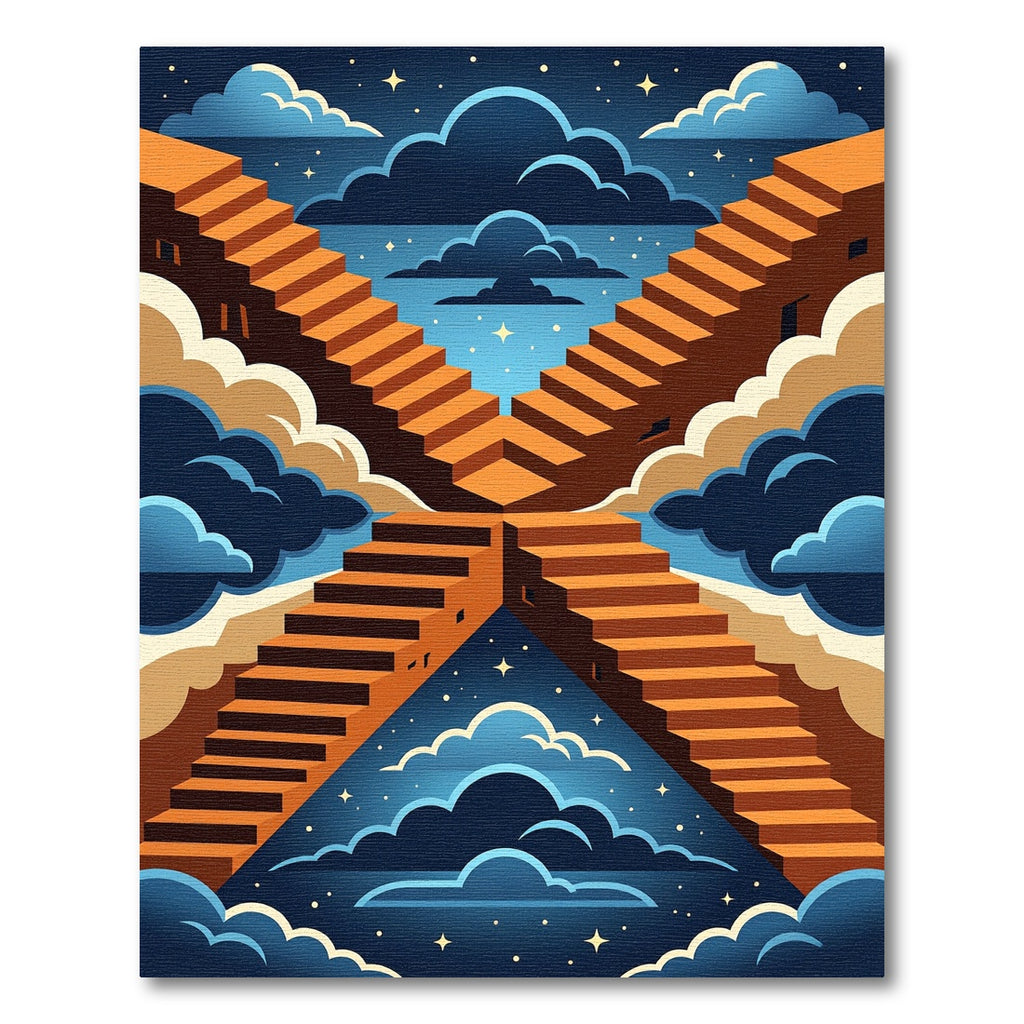 Geometric Celestial Stairway Twilight Art Rug