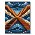 Geometric Celestial Stairway Twilight Art Rug