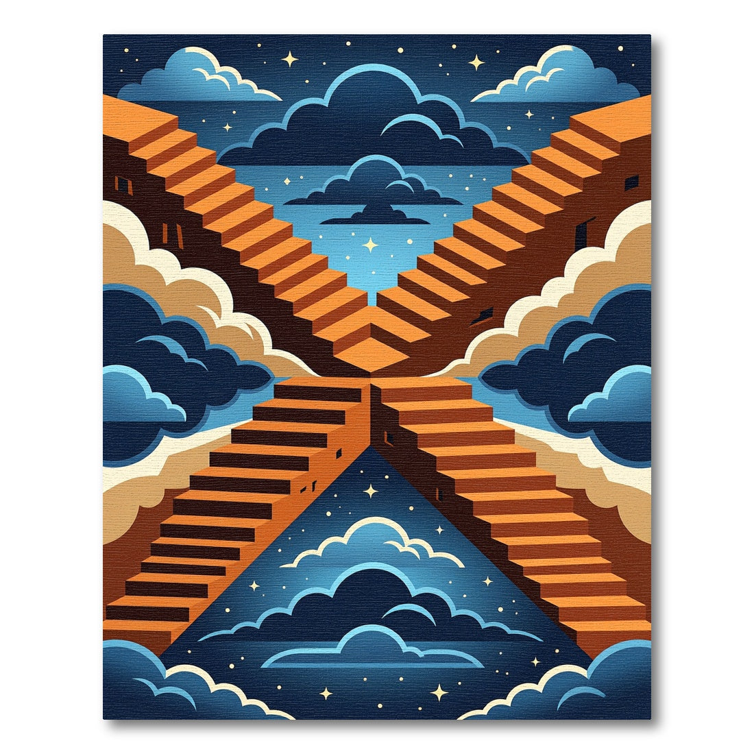 Geometric Celestial Stairway Twilight Art Rug
