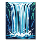 Abstract Blue Cascading Waterfall Illustration Rug