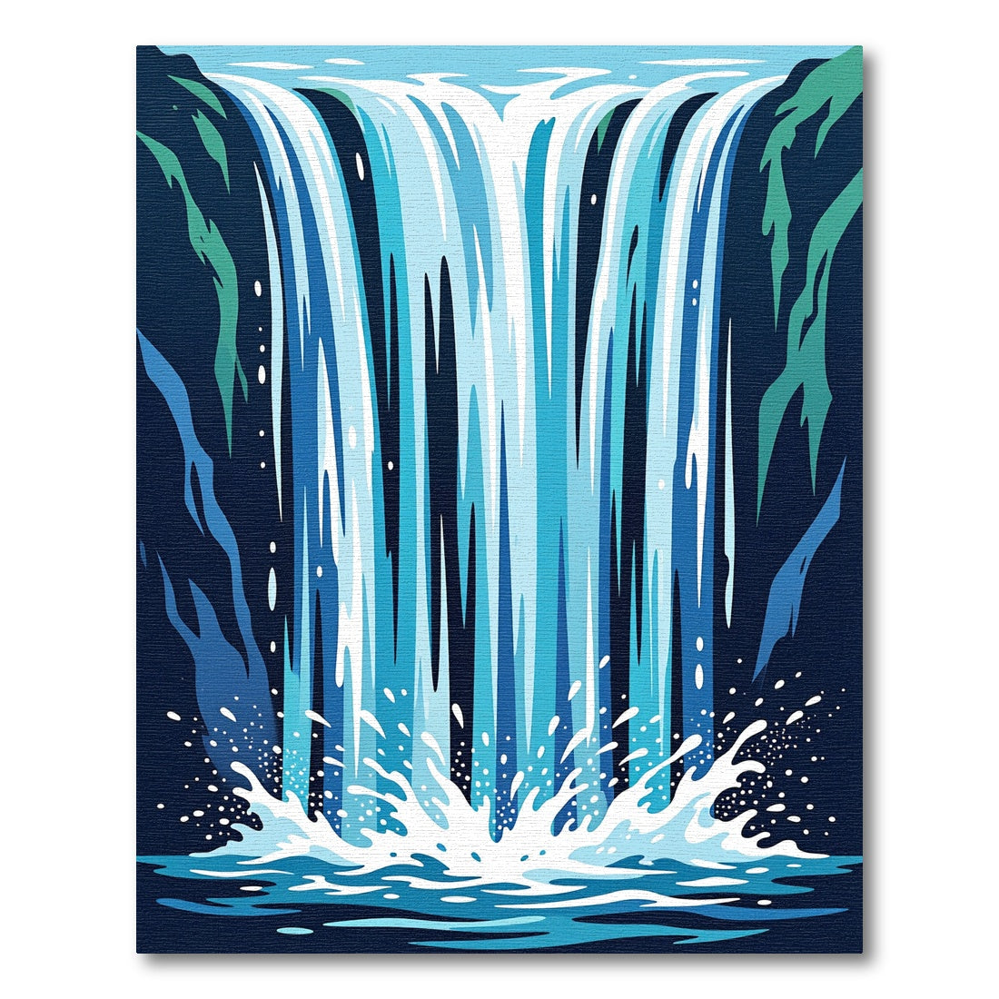 Abstract Blue Cascading Waterfall Illustration Rug