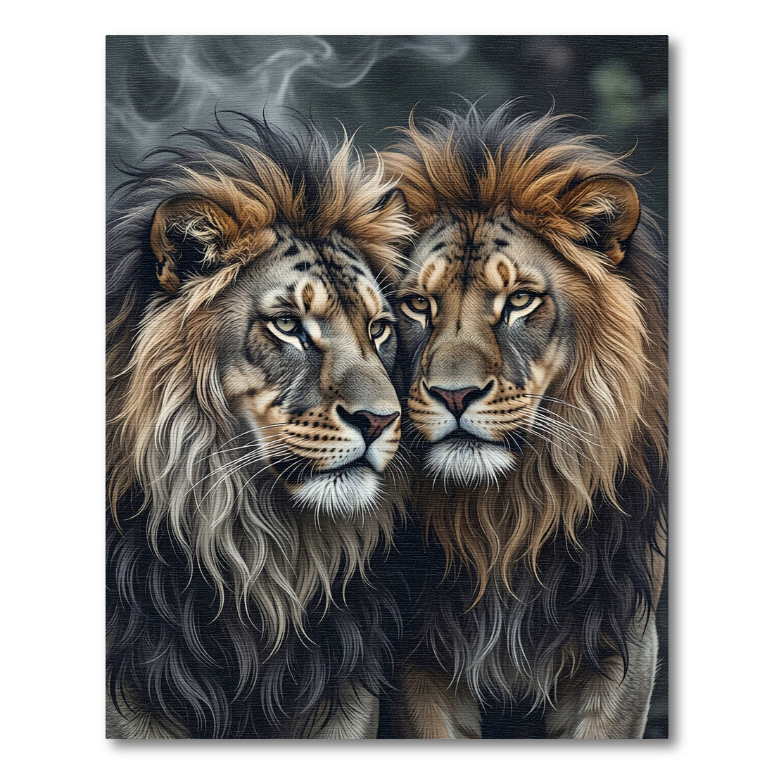 Majestic Golden Dual Lion Portrait Rug