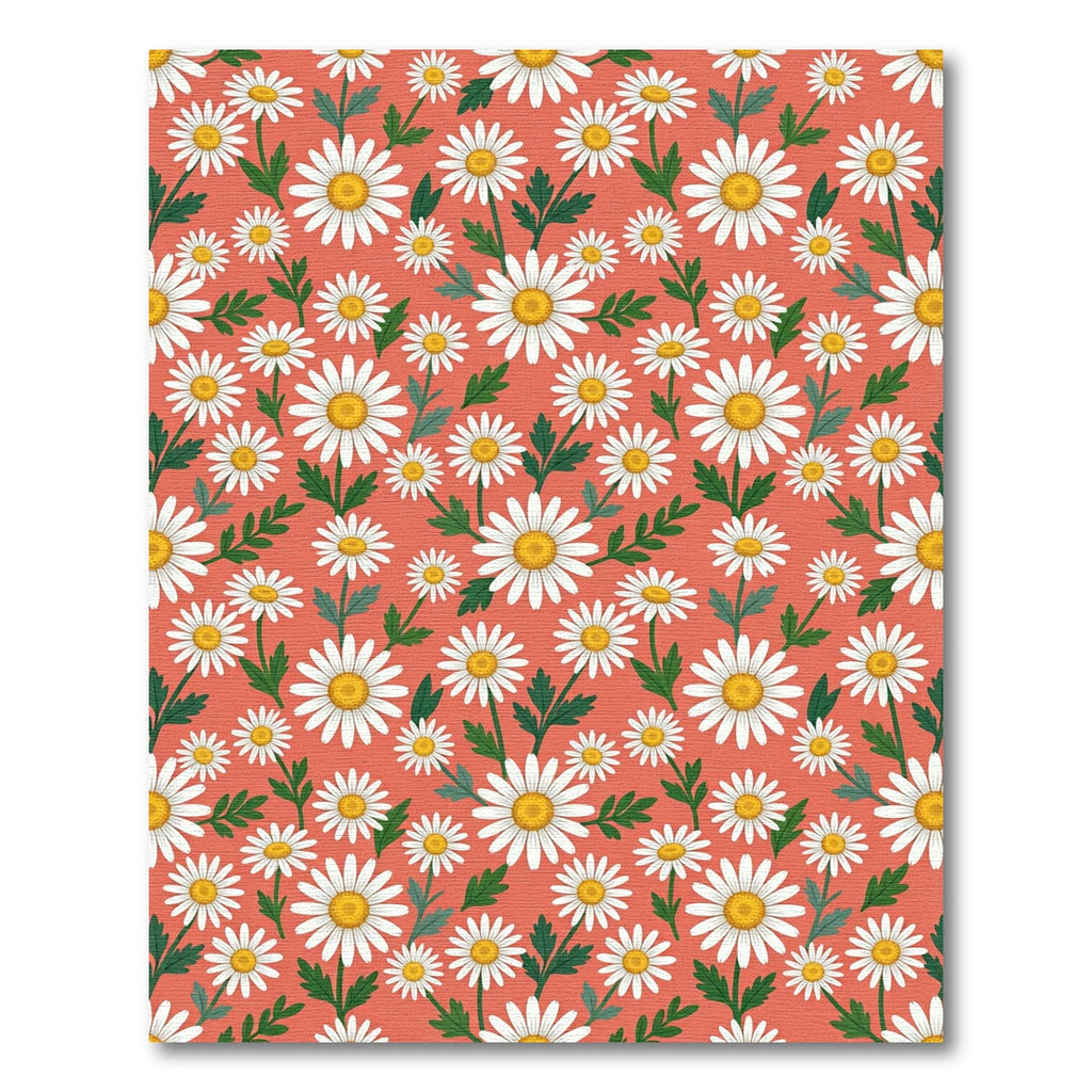 Coral Daisy Garden Floral Meadow Rug