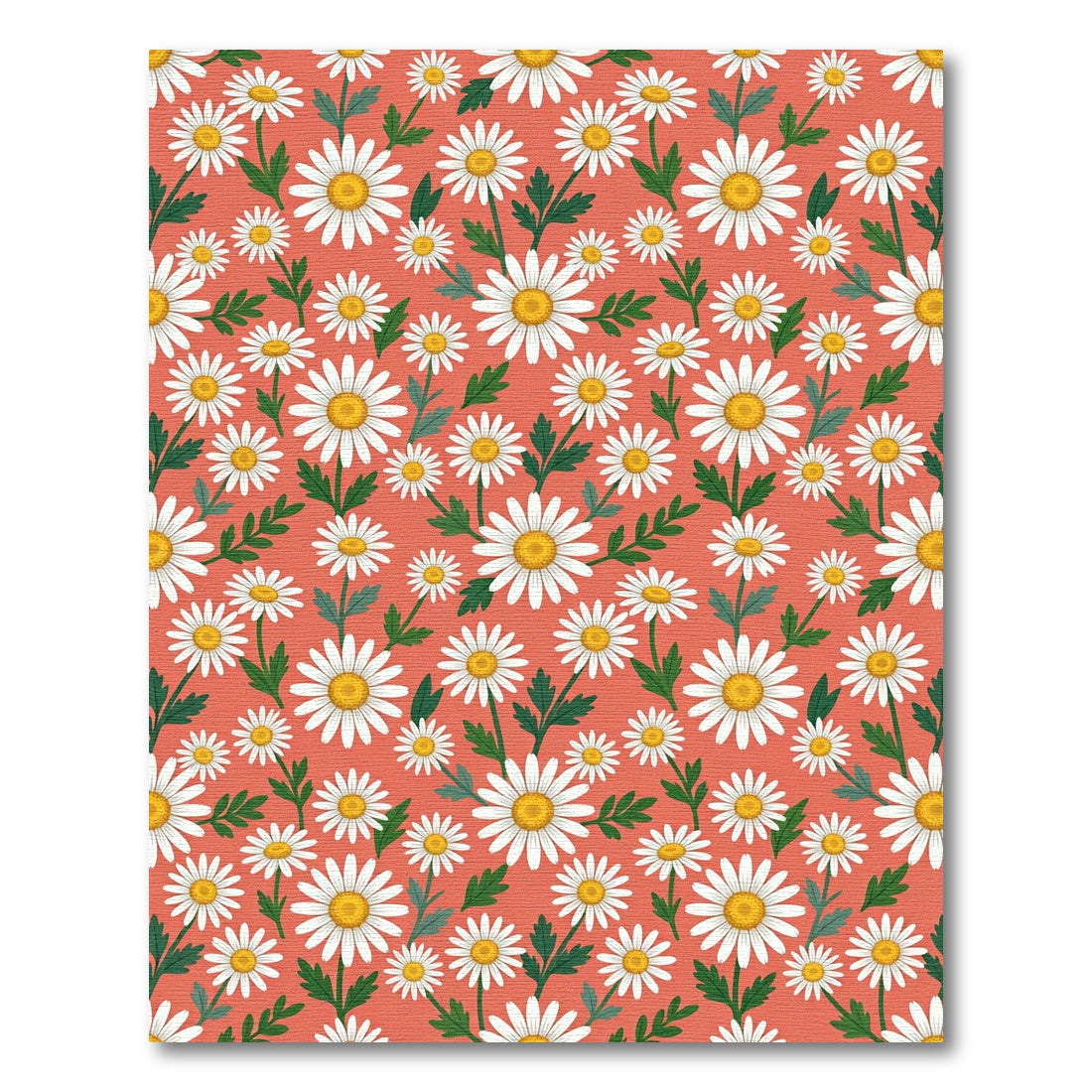 Coral Daisy Garden Floral Meadow Rug