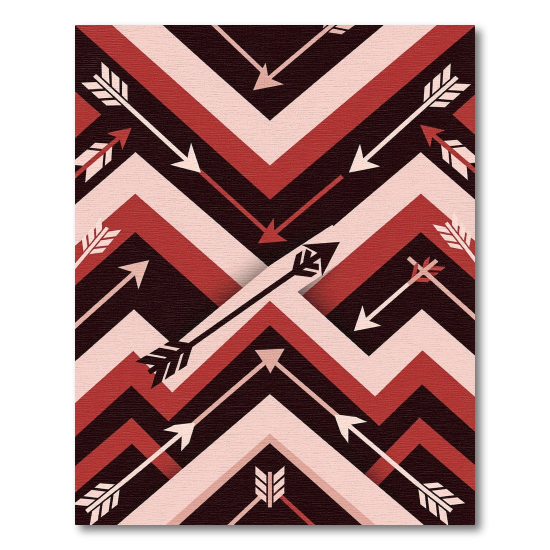 Geometric Red Arrow Chevron Abstract Rug