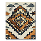 Terracotta Geometric Step Pyramid Abstract Rug