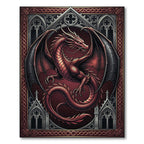 Gothic Crimson Dragon Archway Art Rug