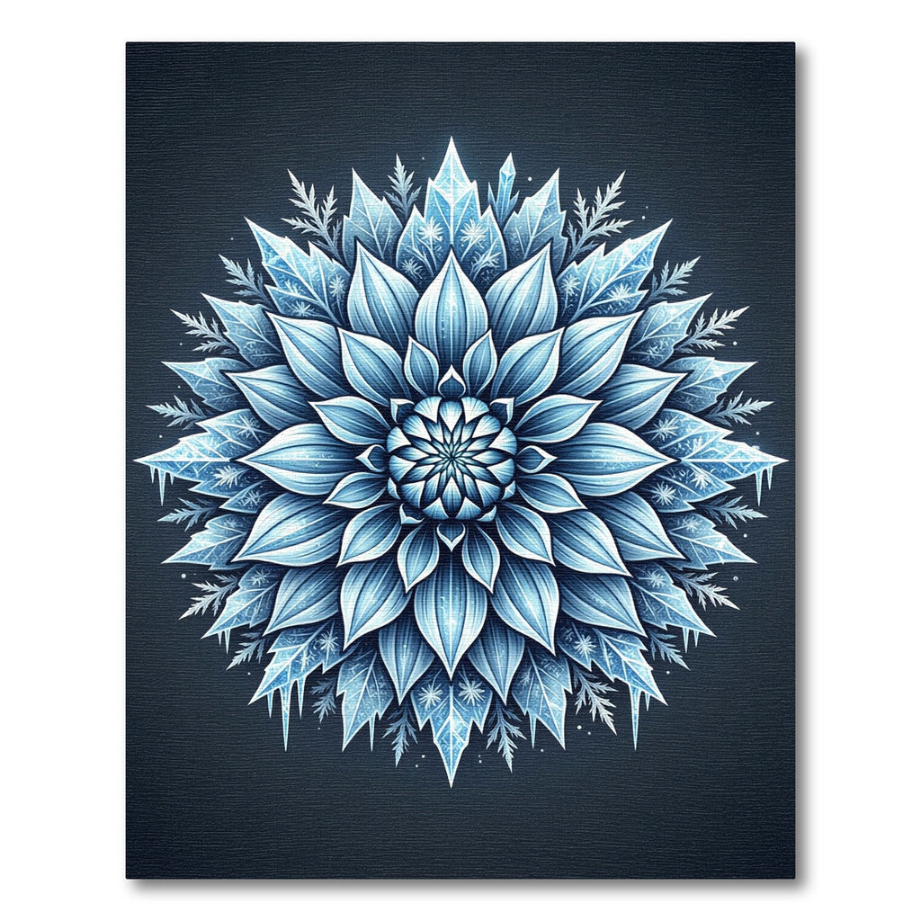 Frozen Blue Sapphire Winter Frost Mandala Rug
