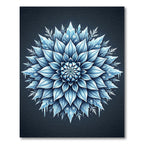 Frozen Blue Sapphire Winter Frost Mandala Rug