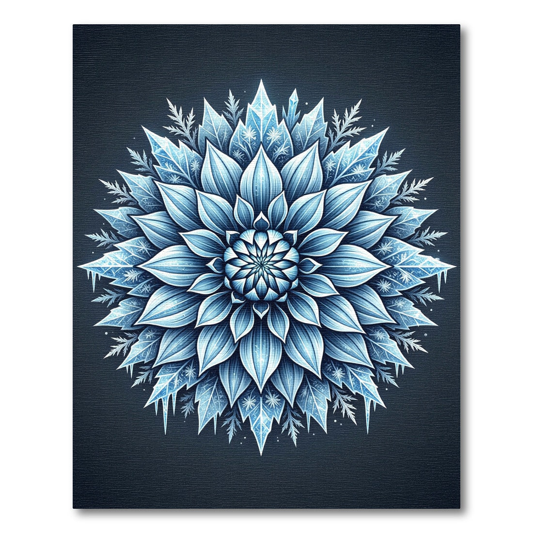 Frozen Blue Sapphire Winter Frost Mandala Rug