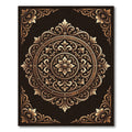 Ornate Gold Floral Medallion Scroll Rug